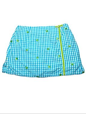 VTG Lilly Pulitzer Gingham Embroidered Ice Cream Skirt w shorts 100% cotton Sz 2